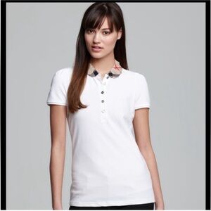 BURBERRY Brit Nova Check Top Ruffle Collar Polo Blouse Blokecore Preppy Tennis